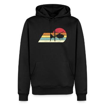 Helicopter Pilot Gift Rétro Hélicoptère - Sweat à capuche Premium bio Homme - noir - Devant - Nico (187cm)