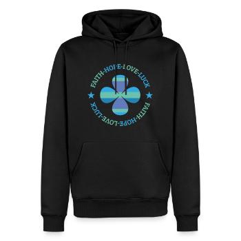 Klee - Männer Premium Bio Hoodie - Schwarz - Vorne - Nico (187cm)