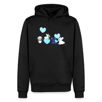 Tiere Panda Hase Bär Liebe blau Tierschützer - Männer Premium Bio Hoodie - Schwarz - Vorne - Nico (187cm)