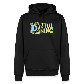 belle journée pour apprendre - Sweat à capuche Premium bio Homme - noir - Devant - Nico (187cm)