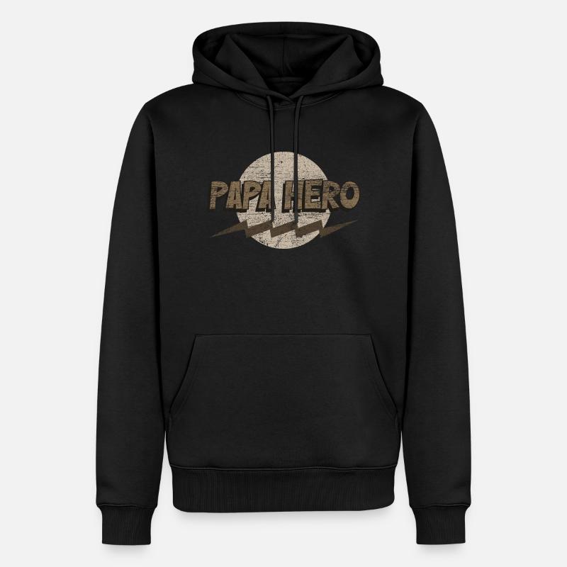 Papa Held - Männer Premium Bio Hoodie - Schwarz