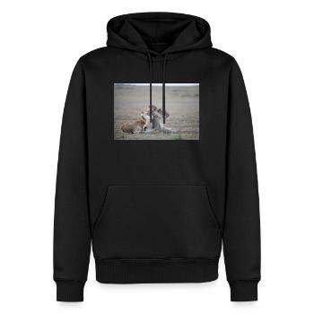 Löwin mit Nachwuchs - Männer Premium Bio Hoodie - Schwarz - Vorne - Nico (187cm)