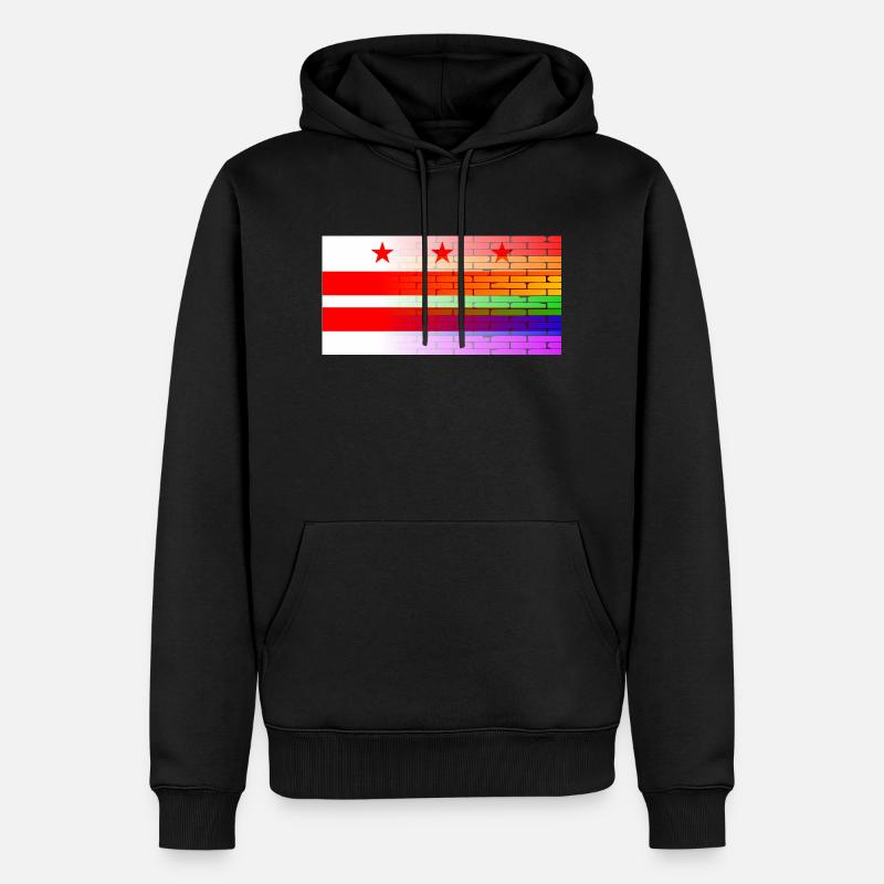 Regenbogenmauer Washington DC - Männer Premium Bio Hoodie - Schwarz