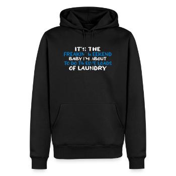 Je suis sur le point de faire douze brassées de lessive 4 - Sweat à capuche Premium bio Homme - noir - Devant - Nico (187cm)