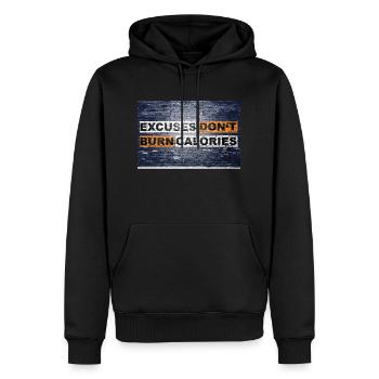 Ausreden verbrennen keine Kalorien Sagen Schriftzug - Männer Premium Bio Hoodie - Schwarz - Vorne - Nico (187cm)