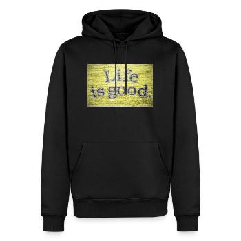 Life is Good Graffiti - Männer Premium Bio Hoodie - Schwarz - Vorne - Nico (187cm)
