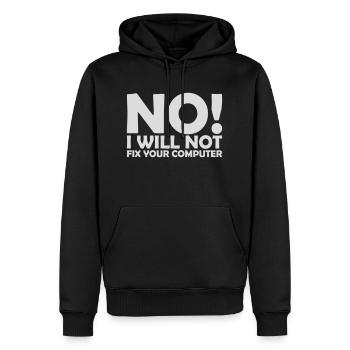 not fix your computer - Men’s Premium Organic Hoodie - black - Front - Nico (187cm)