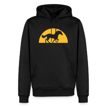 Abend Sonne Pferd Horizont - Männer Premium Bio Hoodie - Schwarz - Vorne - Nico (187cm)