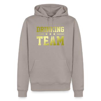 Drinking Team - Men’s Premium Organic Hoodie - taupe - Front - Nico (187cm)