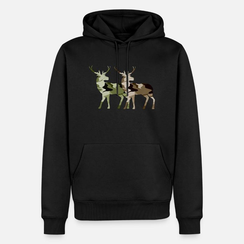 Cerf - Sweat à capuche Premium bio Homme - noir