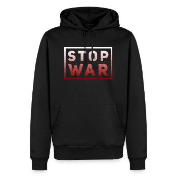 Stop War - Männer Premium Bio Hoodie - Schwarz - Vorne - Nico (187cm)