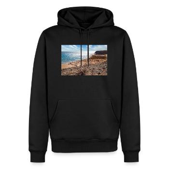 Vue sur une belle baie de baignade Risco del paso - Sweat à capuche Premium bio Homme - noir - Devant - Nico (187cm)