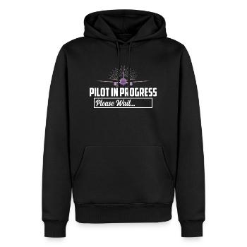 Pilot In Progress Please Wait.... Airline Aviation - Männer Premium Bio Hoodie - Schwarz - Vorne - Nico (187cm)
