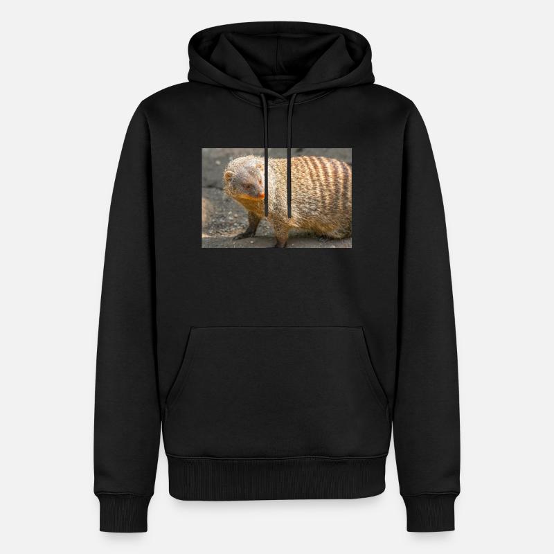 Gebänderte Manguste oder Zebramanguste - Männer Premium Bio Hoodie - Schwarz