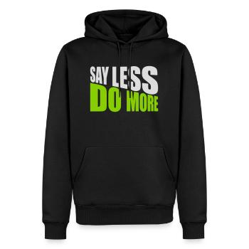 say less do more - Männer Premium Bio Hoodie - Schwarz - Vorne - Nico (187cm)