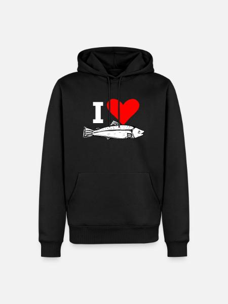 I Love Fish (Handdrawn) - Men’s Premium Organic Hoodie - black