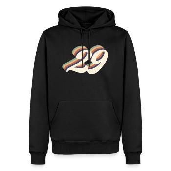 29th anniversary vintage - Men’s Premium Organic Hoodie - black - Front - Nico (187cm)