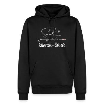 Je vais être grande sœur - Sweat à capuche Premium bio Homme - noir - Devant - Nico (187cm)