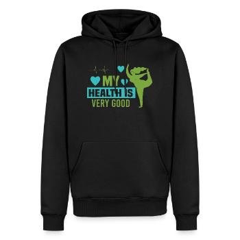 MA SANTÉ EST TRÈS BONNE - Sweat à capuche Premium bio Homme - noir - Devant - Nico (187cm)