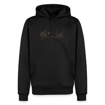 Ein Oberteil mit Sternen und Spruch - Männer Premium Bio Hoodie - Schwarz - Vorne - Nico (187cm)