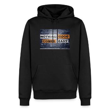 Nichts Gutes fällt leicht Schriftzug Graffiti - Männer Premium Bio Hoodie - Schwarz - Vorne - Nico (187cm)