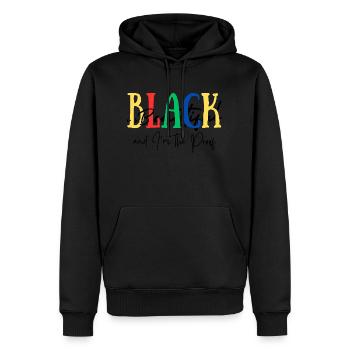 Schwarz ist schön und ich bin der Beweis - Männer Premium Bio Hoodie - Schwarz - Vorne - Nico (187cm)