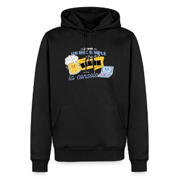 Je suis un mec simplej’aime la bière et la console - Sweat à capuche Premium bio Homme - noir - Devant - Nico (187cm)
