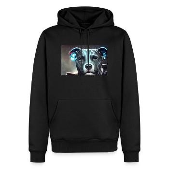 Sci-Fi Pitbull - Männer Premium Bio Hoodie - Schwarz - Vorne - Nico (187cm)