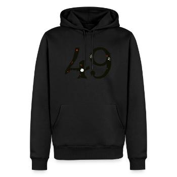 49 numero chiffre quarante neuf A - Sweat à capuche Premium bio Homme - noir - Devant - Nico (187cm)