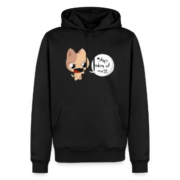 Stop looking ot me!!! - Männer Premium Bio Hoodie - Schwarz - Vorne - Nico (187cm)