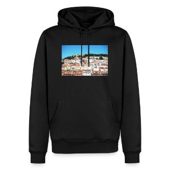 St George Castle Lisbon - Men’s Premium Organic Hoodie - black - Front - Nico (187cm)