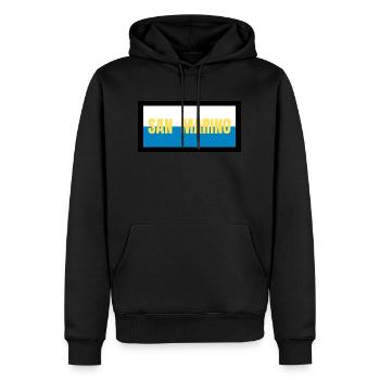 Couleurs du drapeau de Saint-Marin - Sweat à capuche Premium bio Homme - noir - Devant - Nico (187cm)