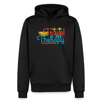 Le voyage est ma thérapie - Sweat à capuche Premium bio Homme - noir - Devant - Nico (187cm)