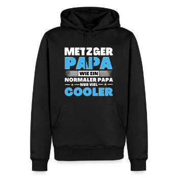 Metzger Papa wie ein normaler nur viel cooler - Männer Premium Bio Hoodie - Schwarz - Vorne - Nico (187cm)