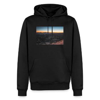 Couleurs du coucher de soleil sur la chaîne de montagnes Agrafa en Grèce - Sweat à capuche Premium bio Homme - noir - Devant - Nico (187cm)