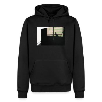 Jeu d’ombres - Sweat à capuche Premium bio Homme - noir - Devant - Nico (187cm)