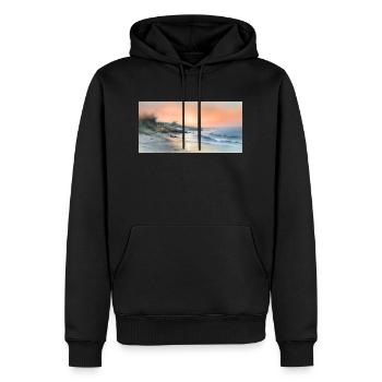 Beach Sunset - Männer Premium Bio Hoodie - Schwarz - Vorne - Nico (187cm)