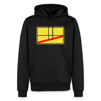 Ortsschild Planko - Männer Premium Bio Hoodie - Schwarz - Vorne - Nico (187cm)