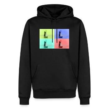 Voilier pop art - Sweat à capuche Premium bio Homme - noir - Devant - Nico (187cm)