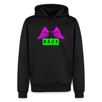 Rave - Sweat à capuche Premium bio Homme - noir - Devant - Nico (187cm)