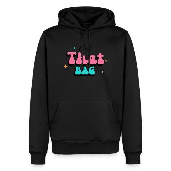 T-Shirt-Design auf der Vorderseite, inspiriert vom Geldverdienen - Männer Premium Bio Hoodie - Schwarz - Vorne - Nico (187cm)
