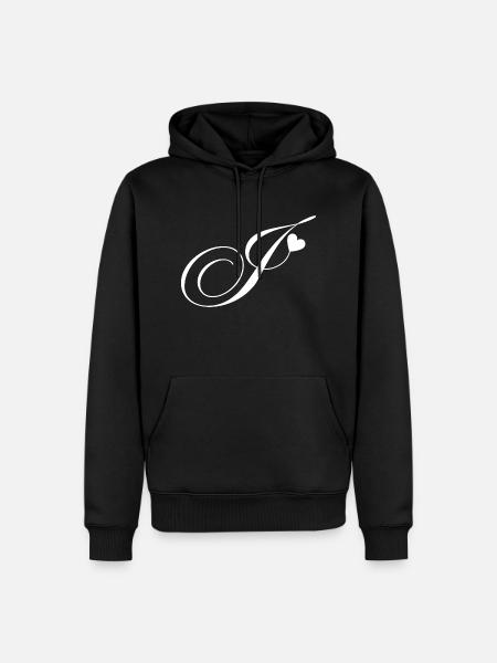 Letter j Heart Calligraphy - Men’s Premium Organic Hoodie - black