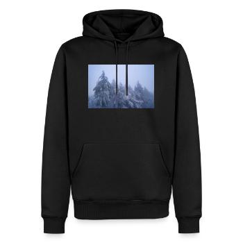 Bäume im Schnee - Männer Premium Bio Hoodie - Schwarz - Vorne - Nico (187cm)