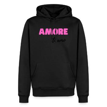Amore, Ti Amo – Romantic Italian Love Quote - Men’s Premium Organic Hoodie - black - Front - Nico (187cm)