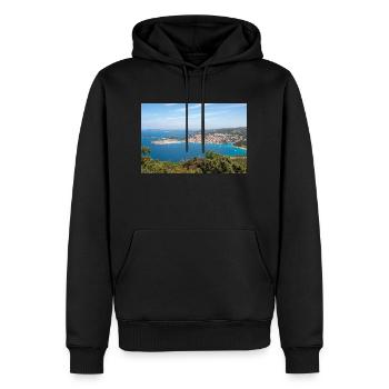 Panoramablick Primošten, Šibenik-Knin, Kroatien - Männer Premium Bio Hoodie - Schwarz - Vorne - Nico (187cm)