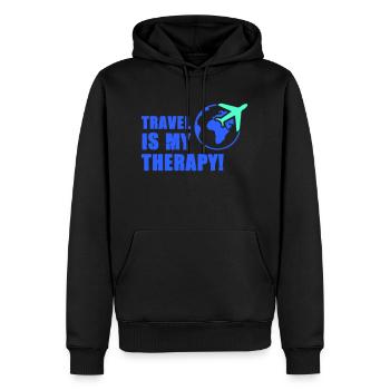Le voyage est ma thérapie - Sweat à capuche Premium bio Homme - noir - Devant - Nico (187cm)