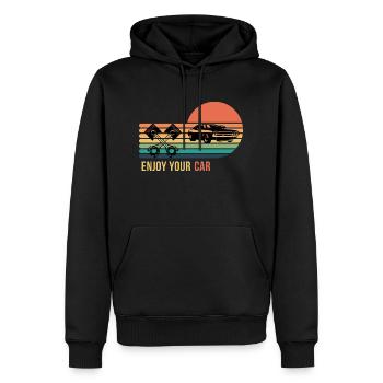 Profitez de votre voiture - Sweat à capuche Premium bio Homme - noir - Devant - Nico (187cm)