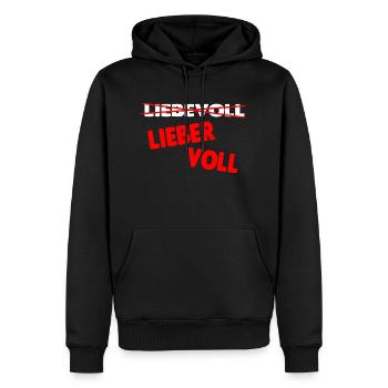 Lieber voll! - Männer Premium Bio Hoodie - Schwarz - Vorne - Nico (187cm)