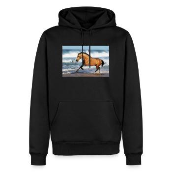 Pferde - Männer Premium Bio Hoodie - Schwarz - Vorne - Nico (187cm)