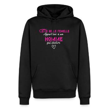 Cette femelle appartient à un homme qui déchire - Sweat à capuche Premium bio Homme - noir - Devant - Nico (187cm)